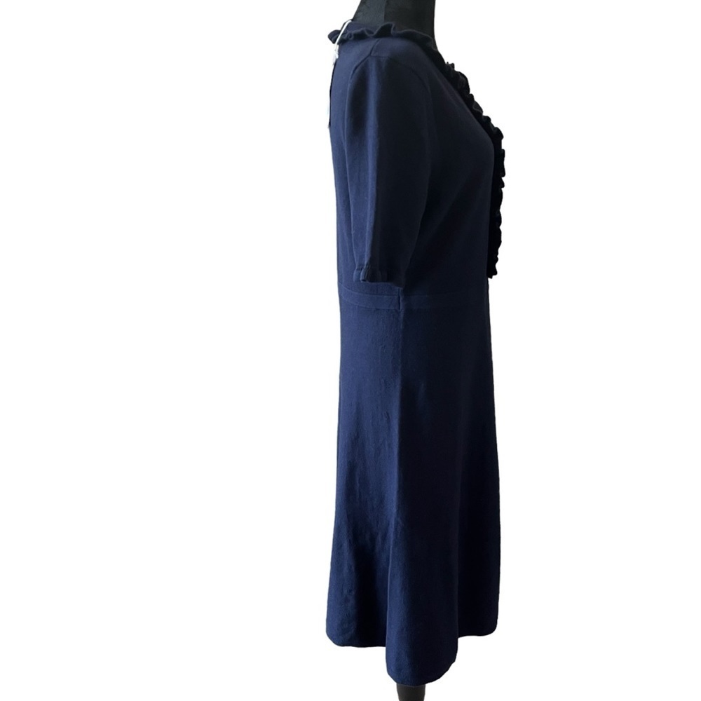 Boden Ruffle Frill Detail Short Sleeve Navy Knit Dress Size 8R - Picture 3 of 13